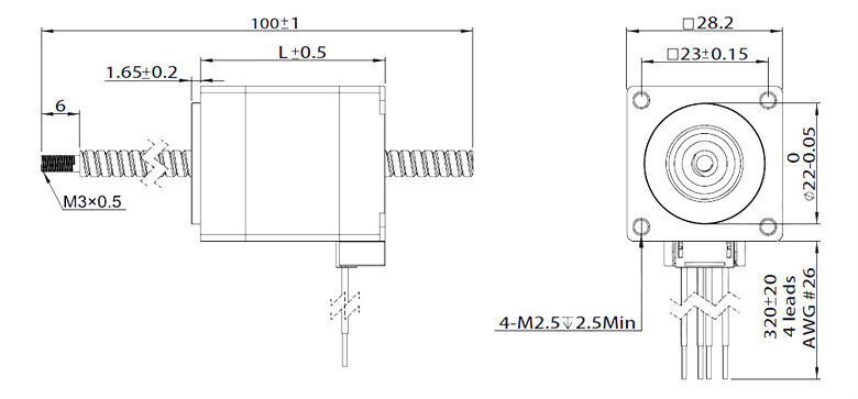 Nema 11 Stepper Motor Linear Actuator, 2 phase, 2.66V, 0.95A