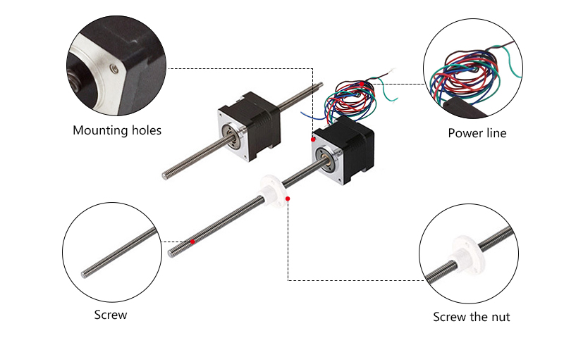 Nema 11 Stepper Motor Linear Actuator, 2 phase, 2.66V, 0.95A