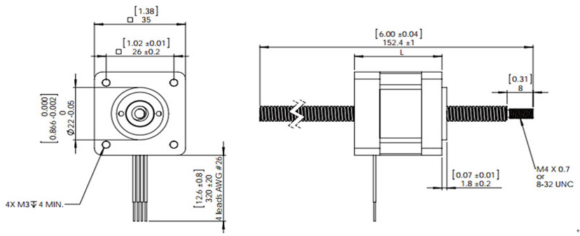 Nema 14 Stepper Motor Linear Actuator, 2 phase, 10V, 0.5A
