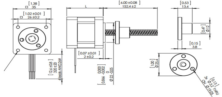 Nema 14 Stepper Motor Linear Actuator, 2 phase, 10V, 0.5A
