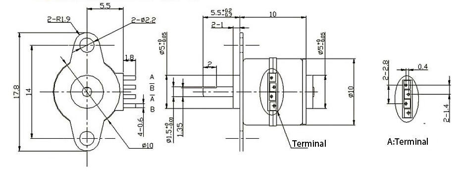 Nema 4 Micro Stepper Motor, 5V, 2 Phase, Bipolar
