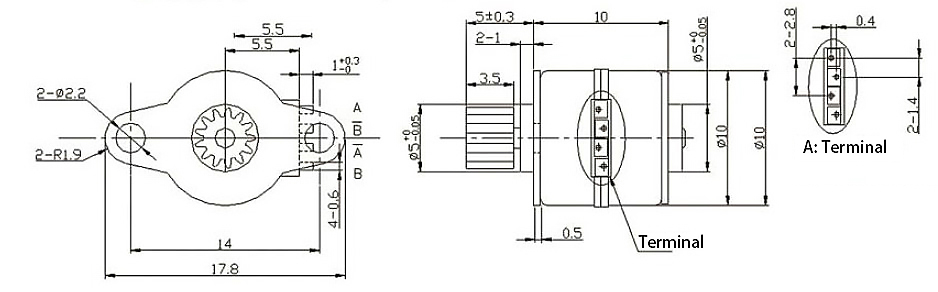 Nema 4 Micro Stepper Motor, 5V, 2 Phase, Bipolar