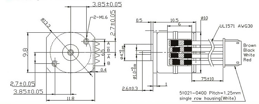 Nema 4 Micro Stepper Motor, 5V, 2 Phase, Bipolar