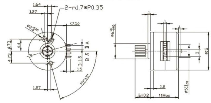 Nema 6 Micro Stepper Motor, 3V/ 5V, 2 Phase, Bipolar