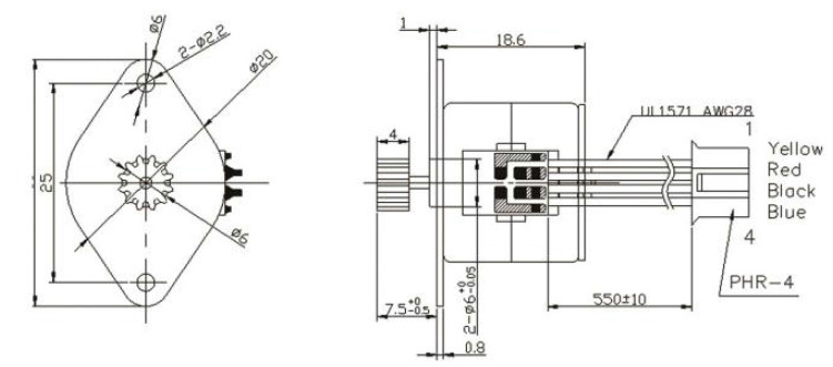 Nema 8 Micro Stepper Motor, 12V/ 24V, 2 Phase, Bipolar