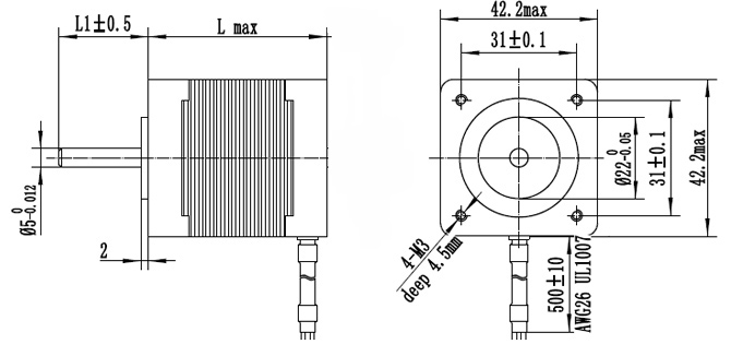 Nema 17 Stepper motor, 4V 1.2A, 1.8 degree, 2 phase 6 wires