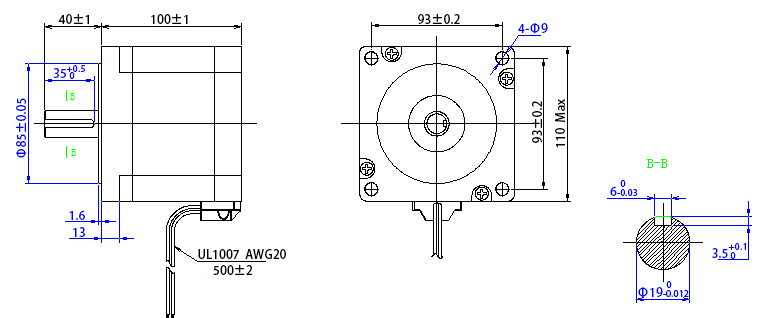 Nema 42 Stepper motor, 4A, 1.2 degree, 3 phase 6 wires
