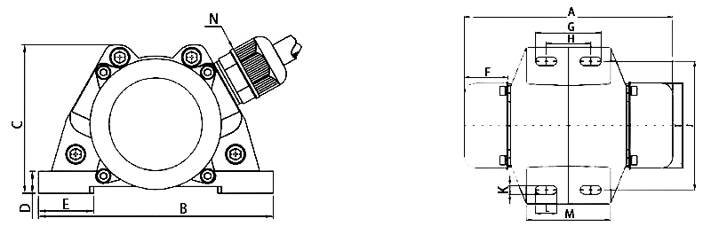 80W AC Vibration Motor, 1 Phase, 2 Pole