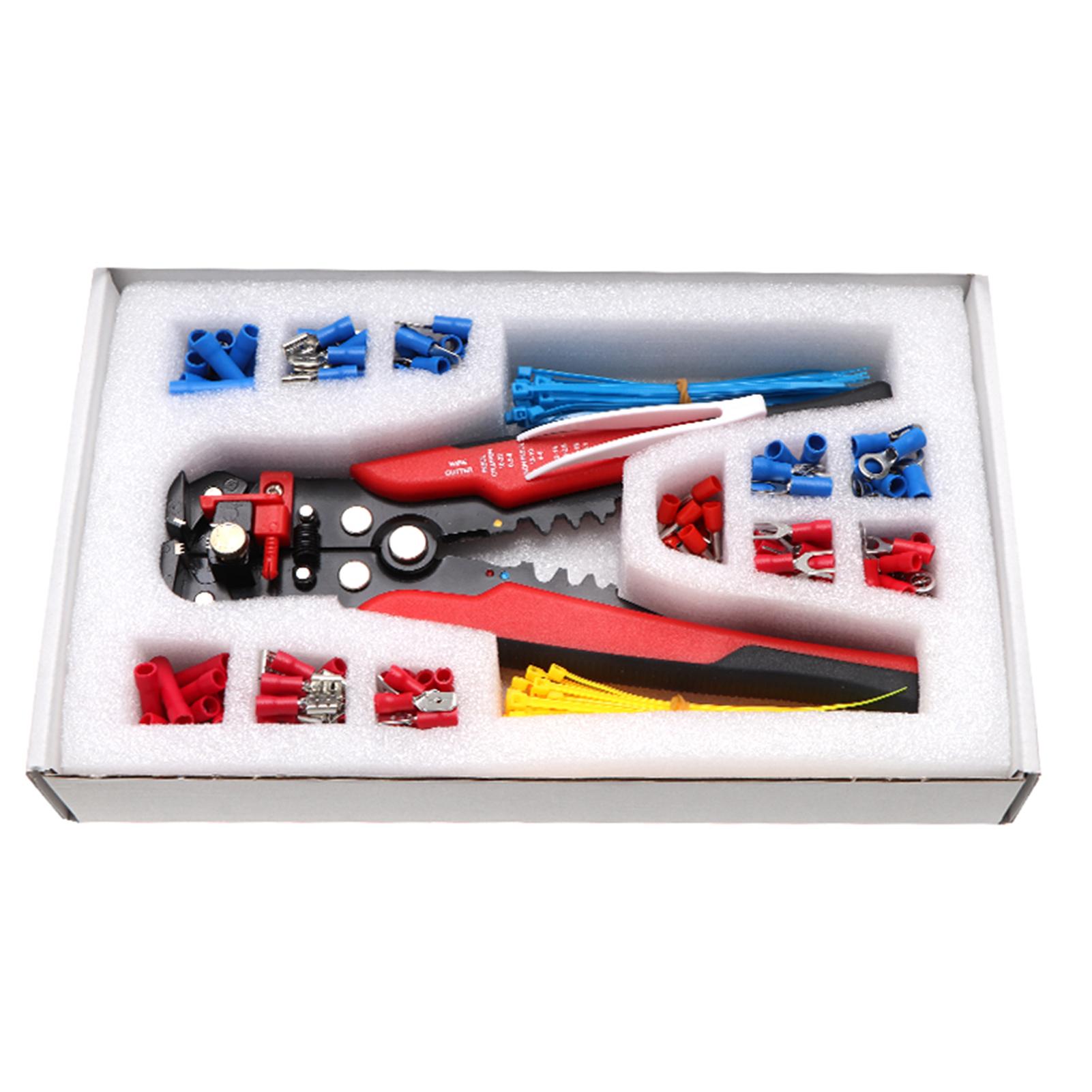 260PCS Crimp Cable Terminals Set Kit Heat Shrink Insulated Wire Electrical Connector Assorted Box with Wire Stripping Plier