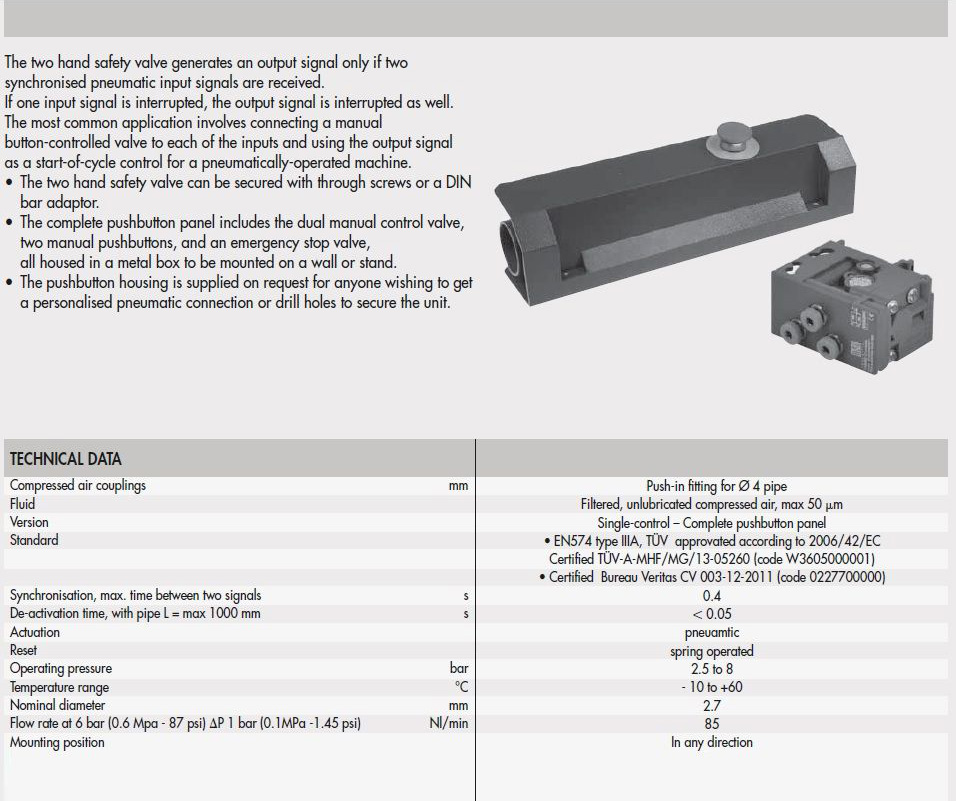 W3605000001 Two hand safety valve