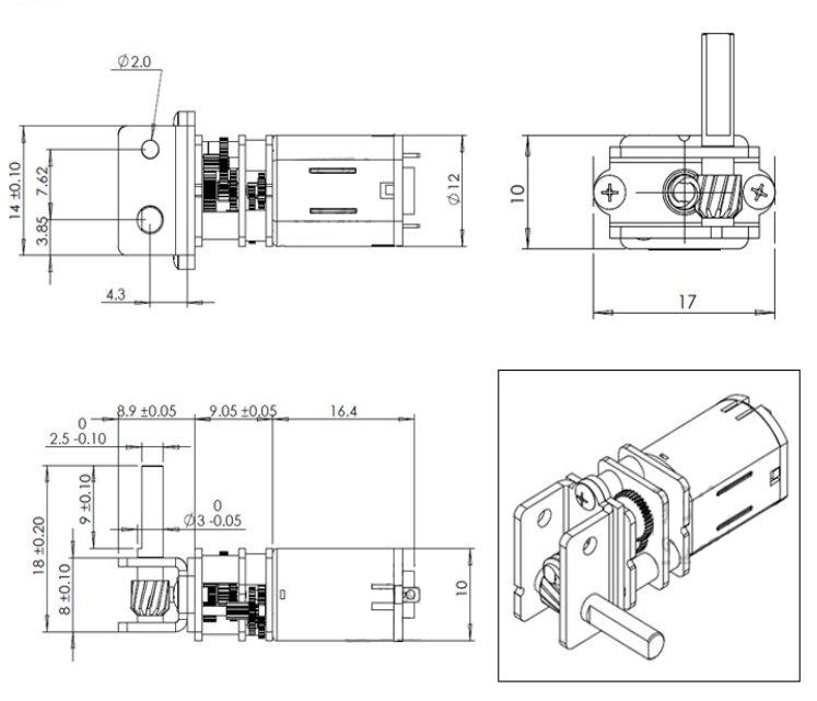 GM12-N20VA DC 6V 18rpm Worm Gear Motor Gear Box Worm Reducer Electric Motor