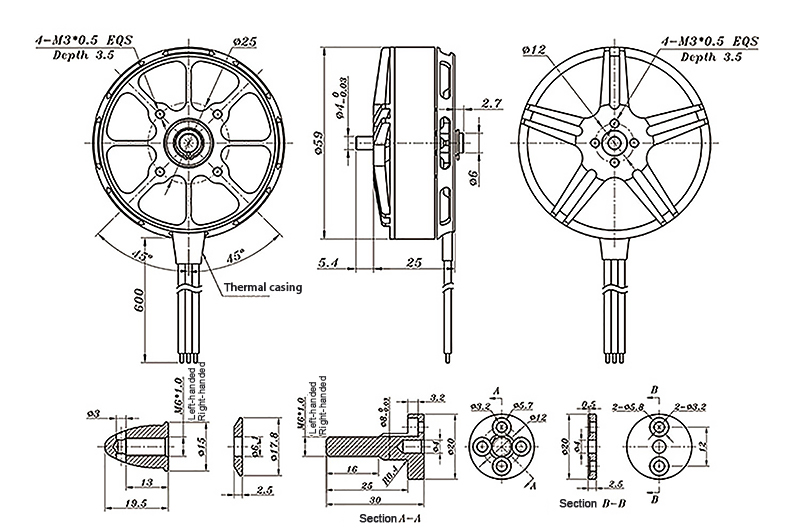 330KV Brushless Motor for Drone, 4S/6S