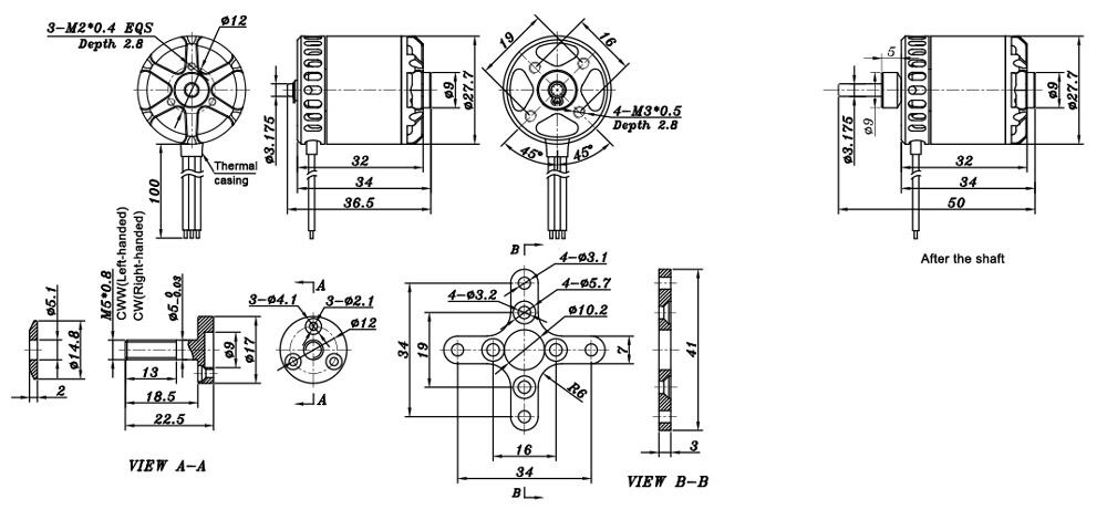 880KV Brushless Motor for Drone, 3S/4S