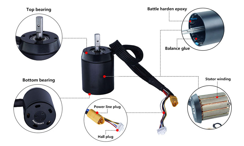 1200W 200KV 6-12S Outrunner Brushless Motor for Skateboard