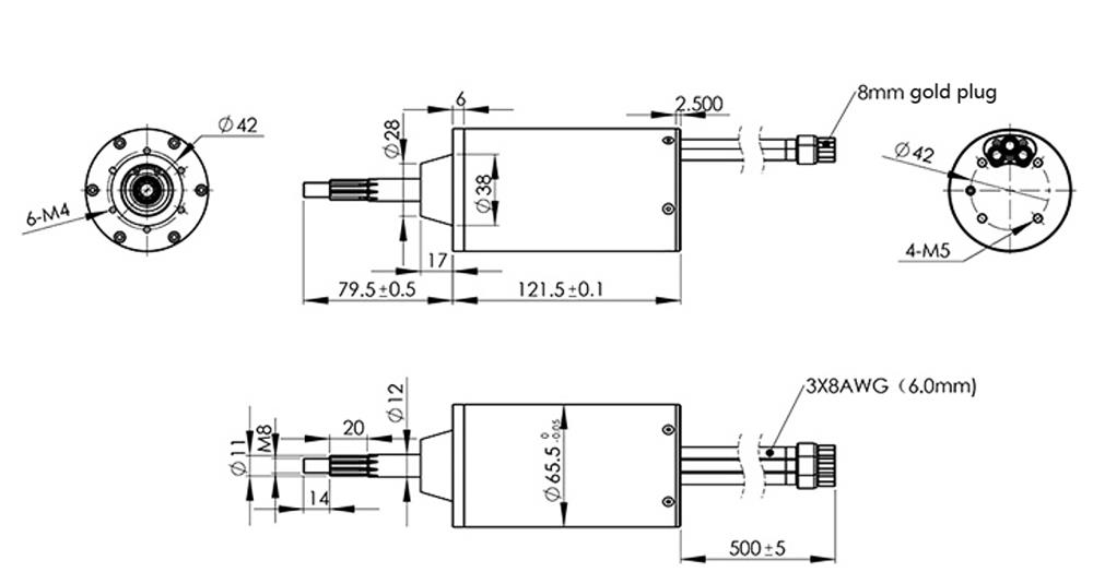 3700W 130KV 6-20S Waterproof Brushless DC Motor, IP68
