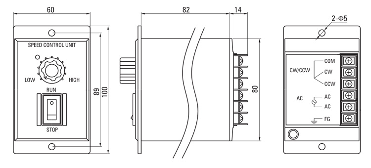 140W Single Phase AC Gear Motor, Speed Control