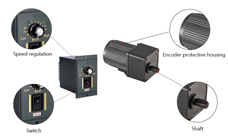 40W Single Phase AC Gear Motor, Speed Control