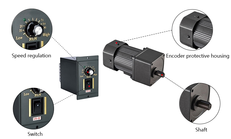 140W Single Phase AC Gear Motor, Speed Control