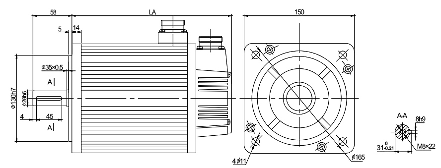 3.5 kW AC Servo Motor, 18 Nm, 2000 rpm