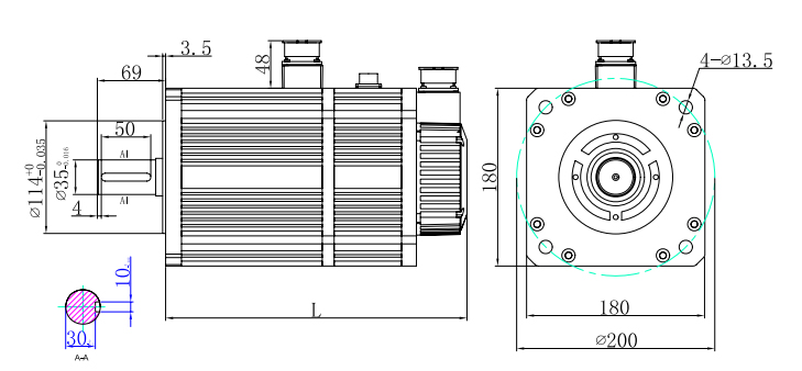 2.5 kW AC Servo Motor, 17 Nm, 1500 rpm