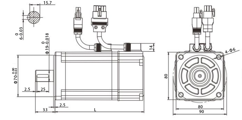 500W AC Servo Motor, 1.6 Nm, 3000 rpm