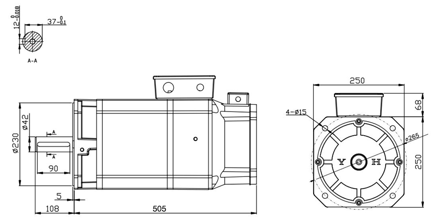 11 kW AC Servo Spindle Motor, 70 Nm, 1500 rpm