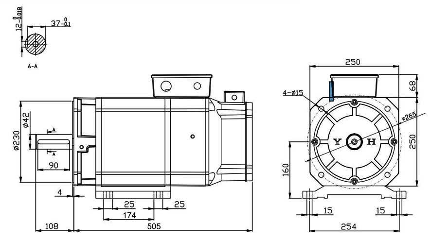 11 kW AC Servo Spindle Motor, 70 Nm, 1500 rpm