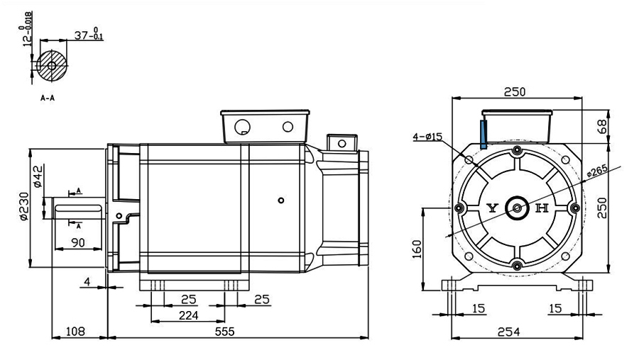 20 hp (15 kW) AC Servo Spindle Motor, 95 Nm, 1500 rpm
