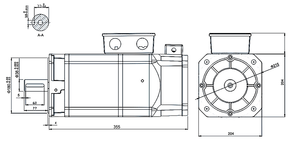 3 hp (2.2 kW) AC Servo Spindle Motor, 14 Nm, 1460 rpm