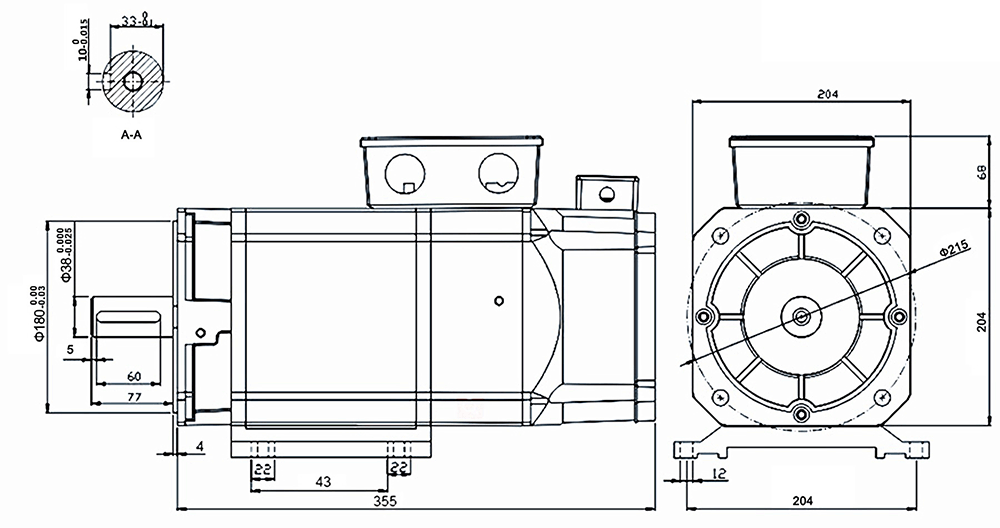 3 hp (2.2 kW) AC Servo Spindle Motor, 14 Nm, 1460 rpm