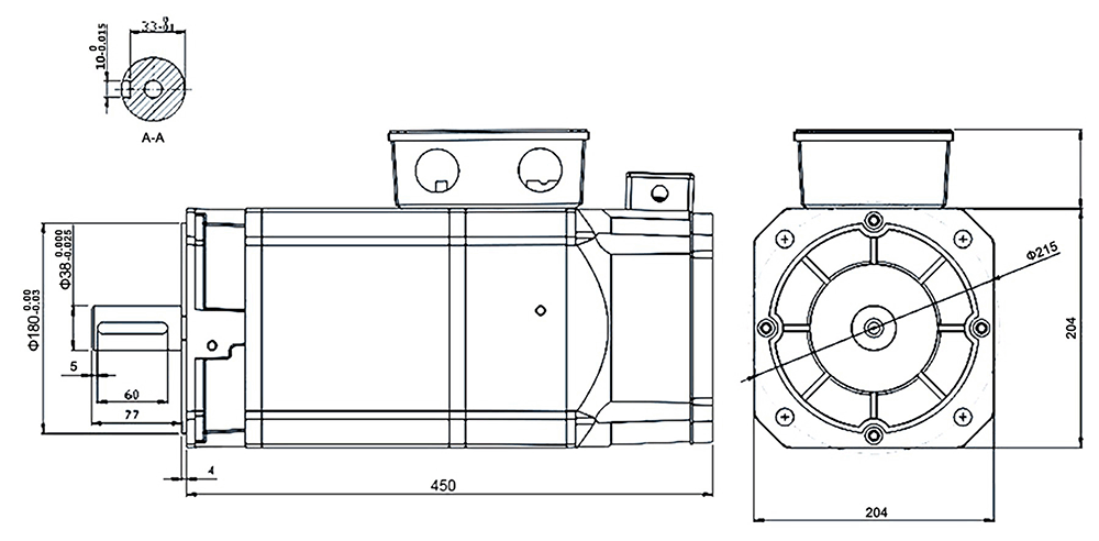 5.5 kW AC Servo Spindle Motor, 35 Nm, 1460 rpm