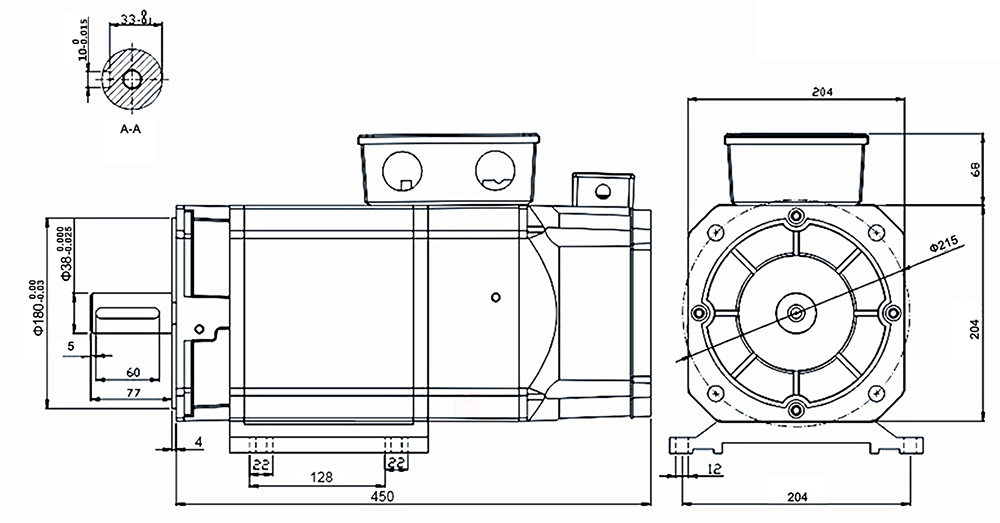 5.5 kW AC Servo Spindle Motor, 35 Nm, 1460 rpm
