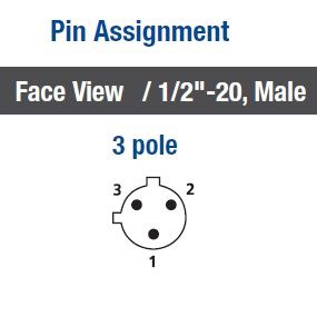 M12 3-Pole Straight Male Connector (RSC 3U/7)