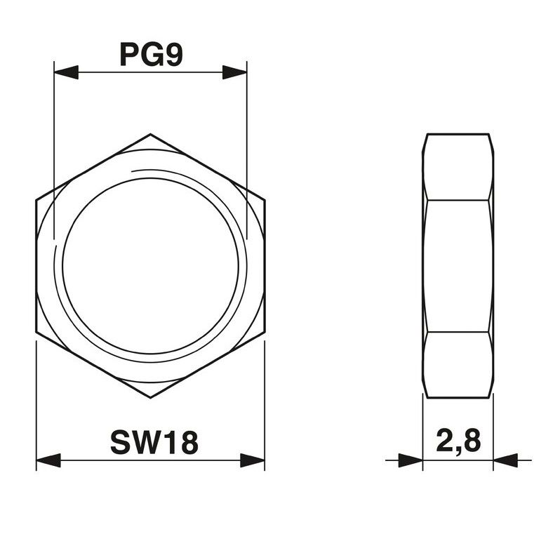 M12 4-poles Panel Nut PG9 - 1504084