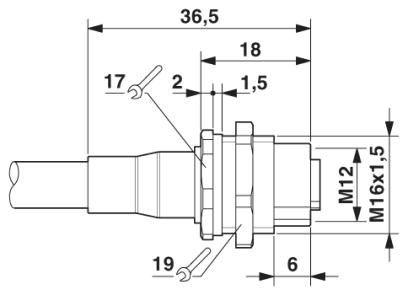 M12 8 Pole Panel Mount FEMALE Shielded with 100cm wiring