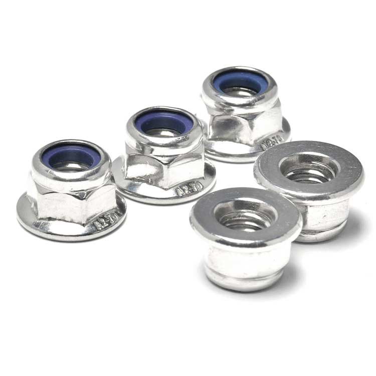 Custom DIN6926 DIN6923 SS304 Nylock M7 Hex Nuts Stainless Steel Lock Weld Flange Nut