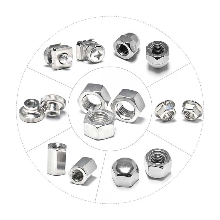 Stainless Steel Metal Lock Hex Cap Nuts Hex Head Track Bolt And Nut Hexagon Hex Socket Nut
