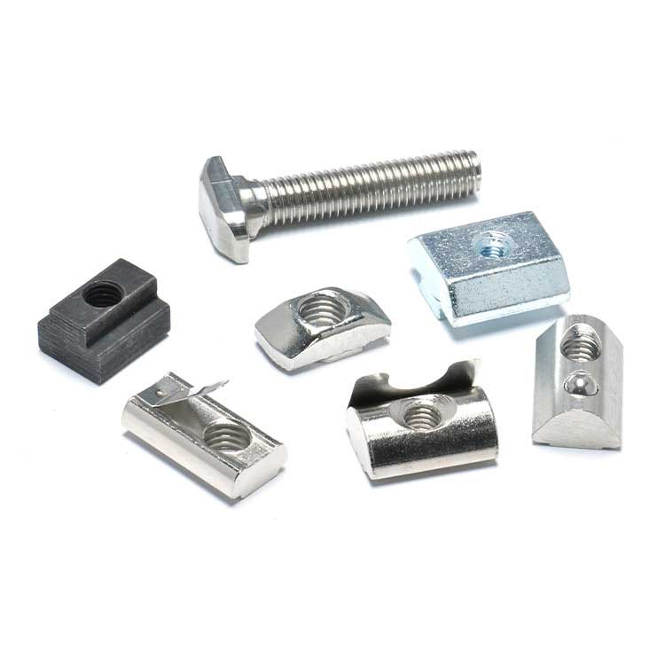 Bolt Fasten M8 Ball Nut T Spring Nut Stainless Steel for 6061 6063 Aluminum Profile Accessories