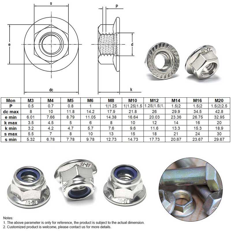 Yellow Zinc Plated Carbon Steel SS304 DIN6923 Wheel Nuts Hex Flange Nut