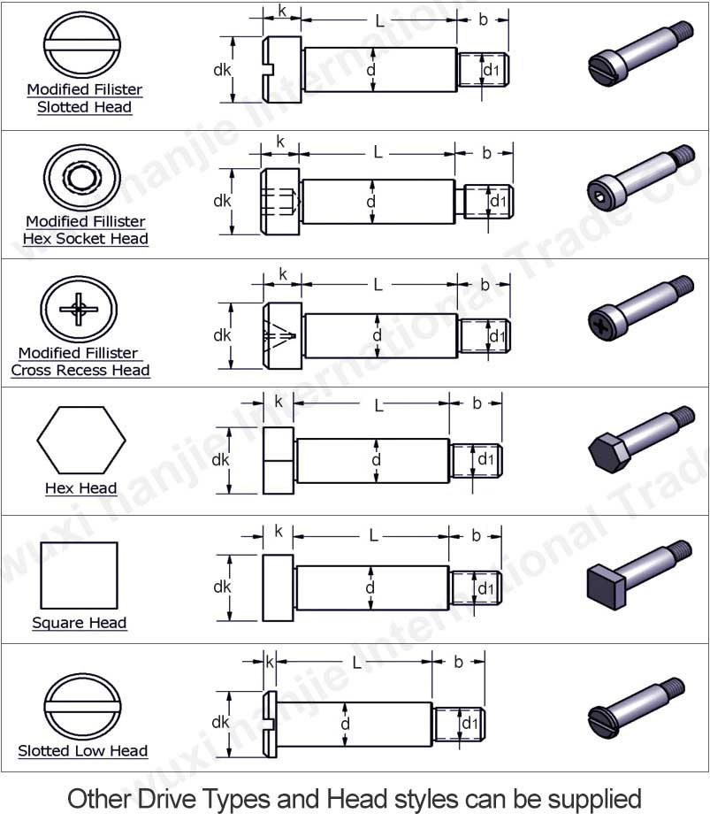 Design-based Customization ISO 7379 M3 M4 M5 Hexagon Head SS304 Shoulder Screw