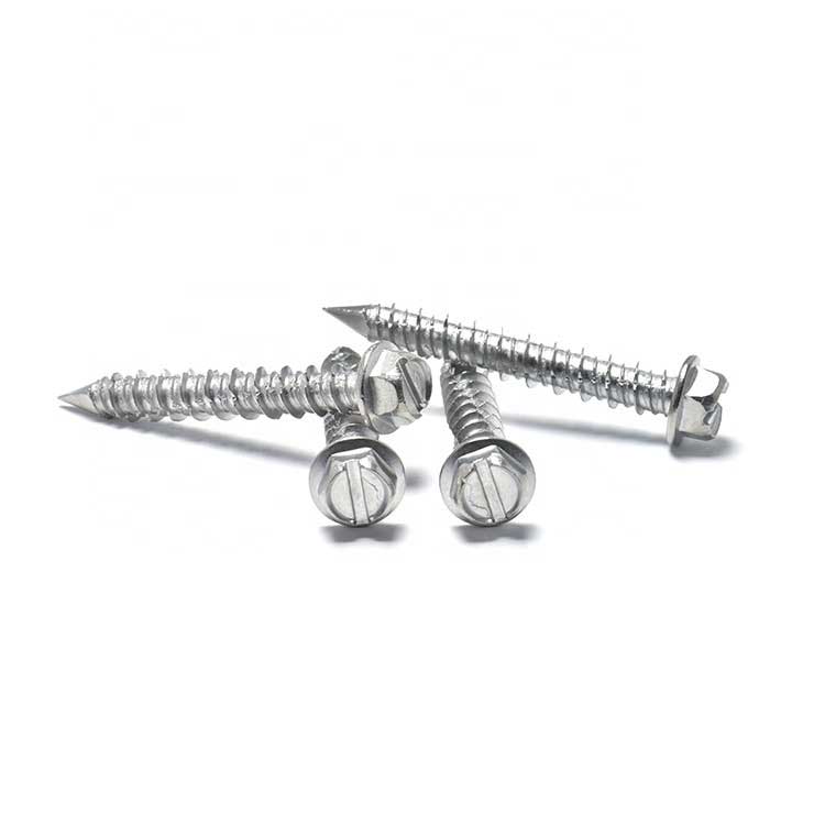 High Quality 304 Self Tappers Hexagon Slotted Wafer Deck Tek Wood Screws