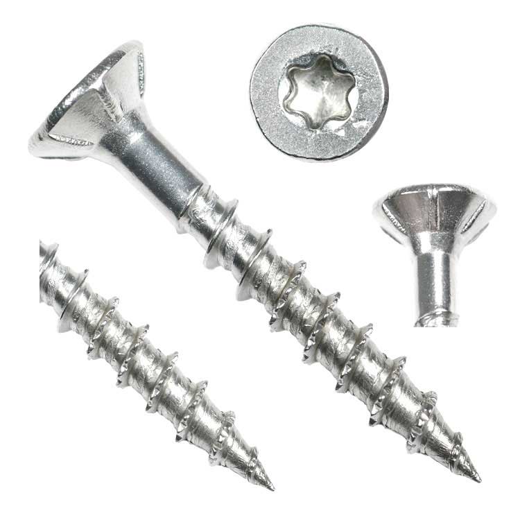 High Quality Stainless Steel or Zinc Plated Torx Socket Double CSK with Ribs Wood Screws