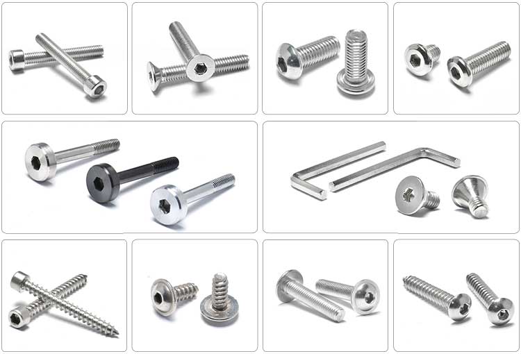 Profile Accessories SS304 SS316 M6 M8 M10 Black Hex Button Head Allen Key Bolt Socket Screw