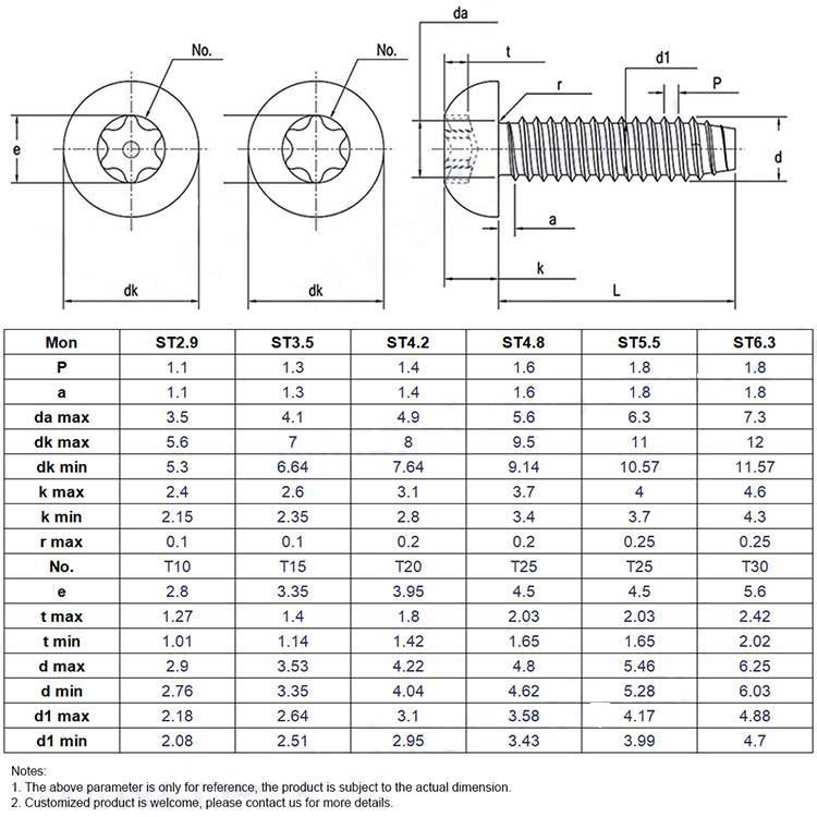 Stainless Steel SS304 316 Custom M2 M4 M6 M10 H-type Pan Head Security Screws