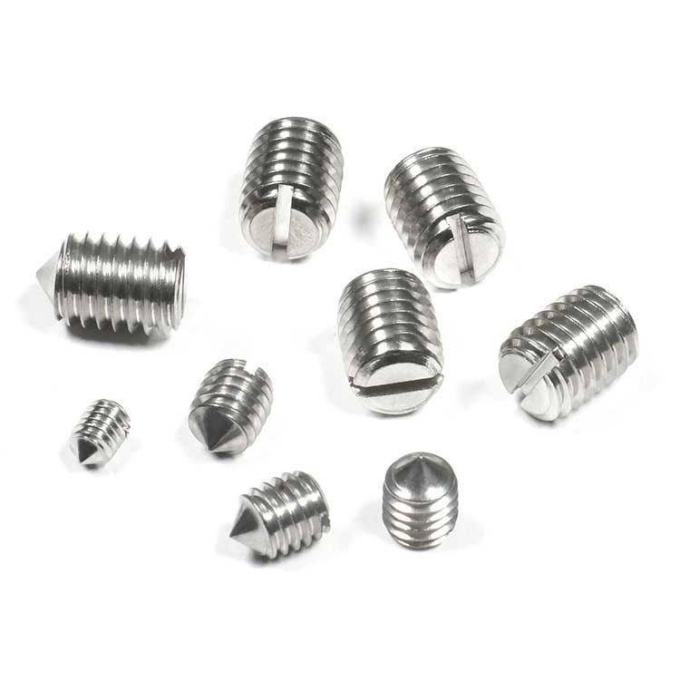 Polished Passivation Stainless Steel 304 316 Metric M3 M4 DIN553 Slotted Set Screw with Cone Point
