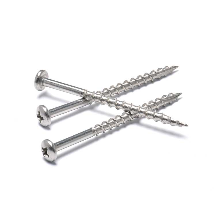 SS304 Coarse Thread Phillips Pan Head Wood Decking Screws With Cutting Point