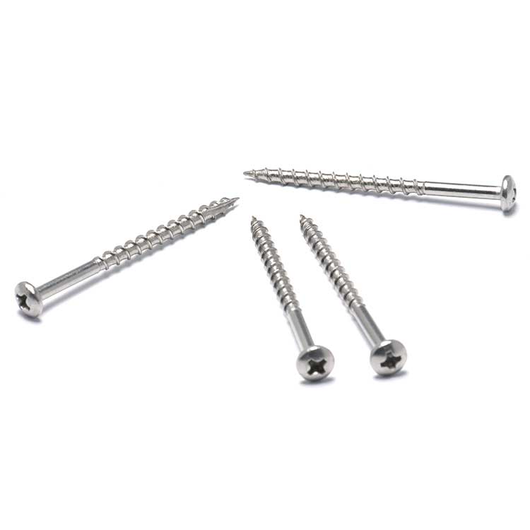SS304 Coarse Thread Phillips Pan Head Wood Decking Screws With Cutting Point