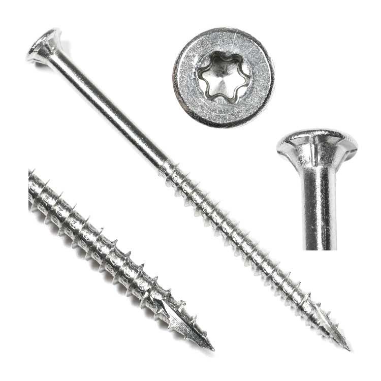 Stainless Steel and Zinc Plated Type 17 Torx Socket CSK Flanged  Head Wood Screws with Cutting Point