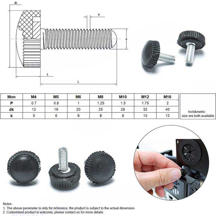Supply High Quality Plastic Straight Knurled Binding Head Thumb Screws