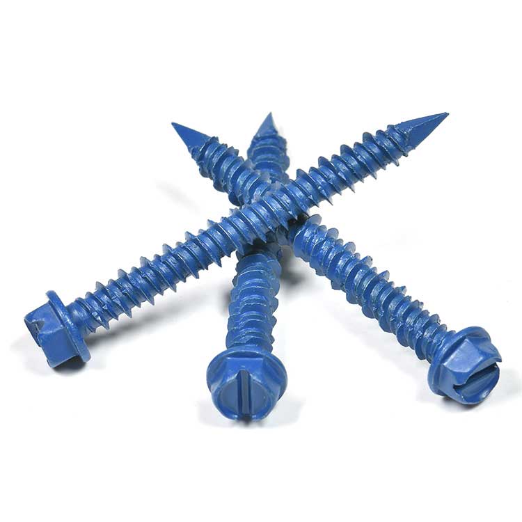 Blue Ceramic Coating Indented and Slotted Hex Wafer Head Hi-low Notched Thread Self Tapping Screw with Diamond Point